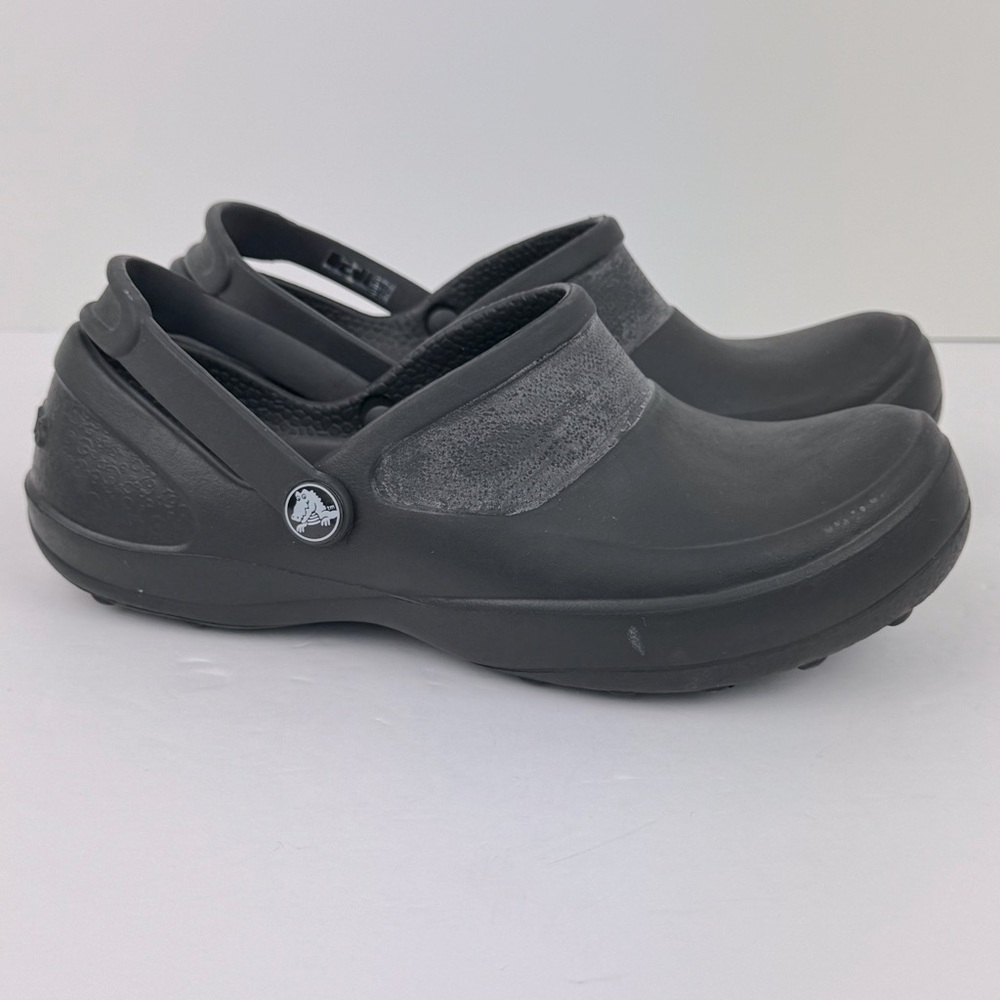 Crocs Mercy Work Clogs Ankle Strap Non-Slip Shoes Women Size 8 Black